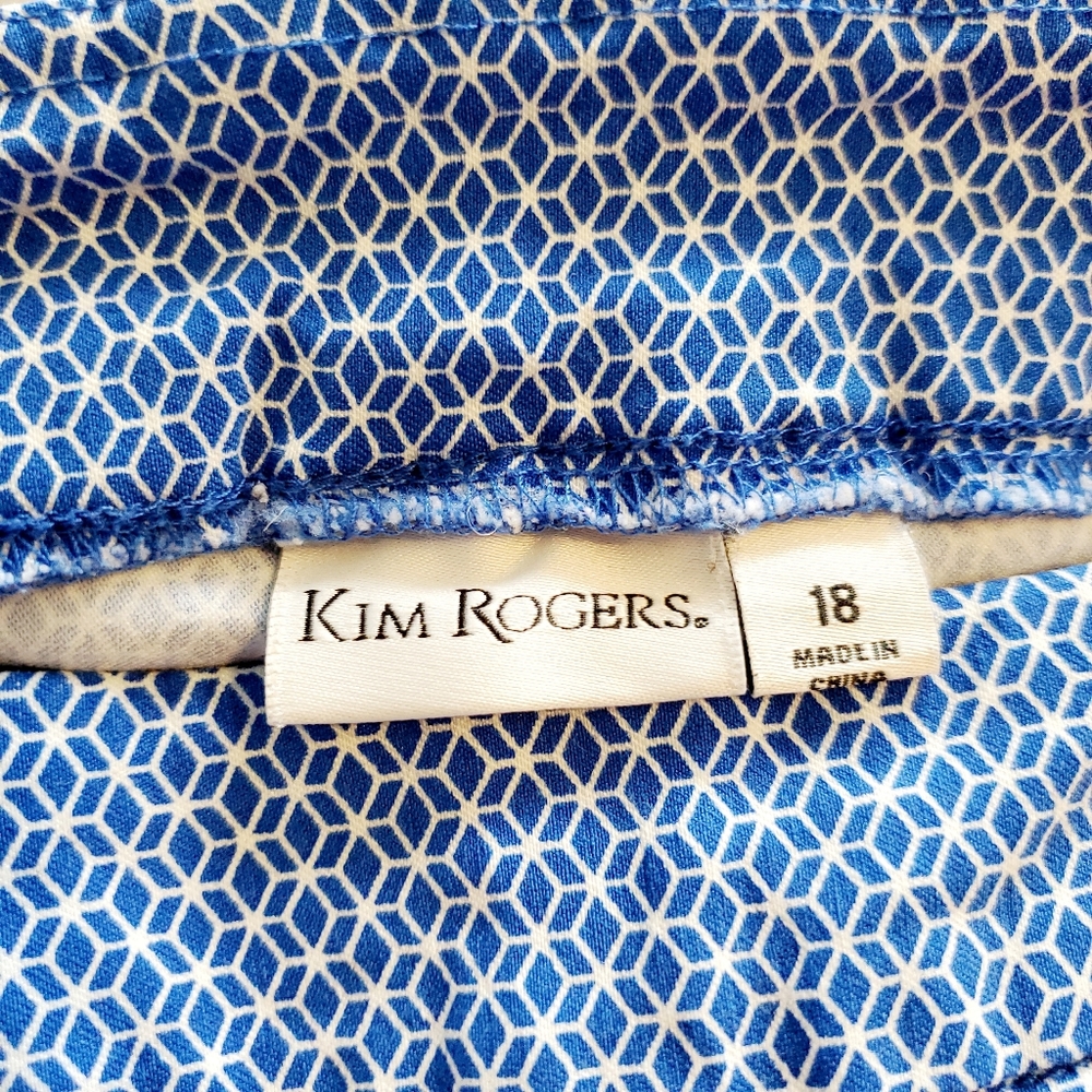 KIM ROGERS Blue Pattern Comfort Capris - Picture 4 of 9